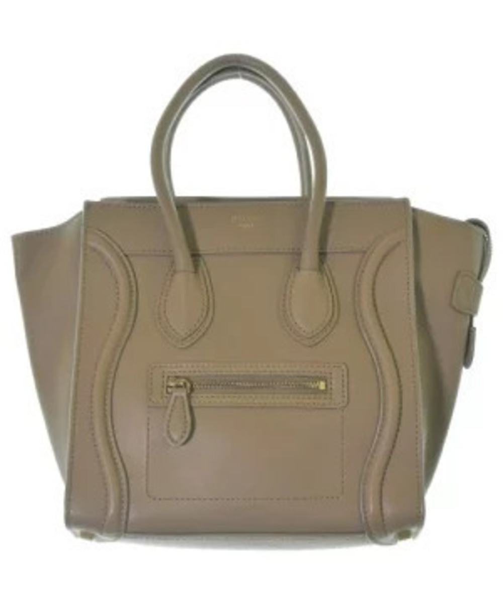 Celine Luggage Leather Tote Rolled Top Handles Front Zipped Pocket Black